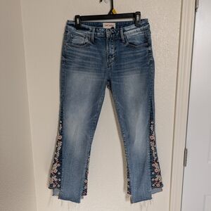 Driftwood Indie Floral Embroidered Jeans Women's Size 27 Boho Festival